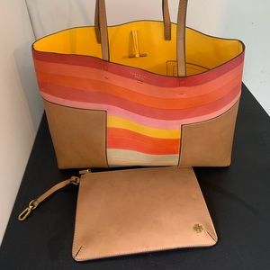 Tory Burch multicolor leather tote with wallet
